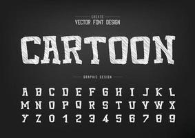 Sketch Cartoon font and alphabet vector, Chalk Typeface and number design, Graphic text on background vector