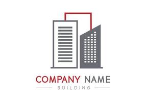 Red and gray modern building logo, Architecture vector and construction design