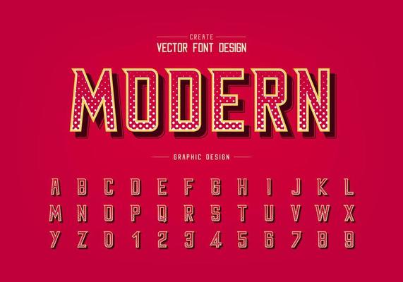 Halftone circle font and alphabet vector, Modern digital typeface and letter number design