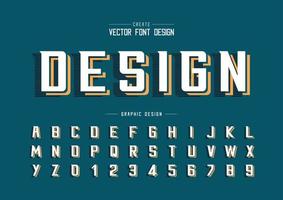 Font and alphabet vector, Line Bold Modern Typeface and letter number design, Graphic text on background vector