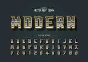 Line font and alphabet vector, Digital bold modern typeface and letter number design vector