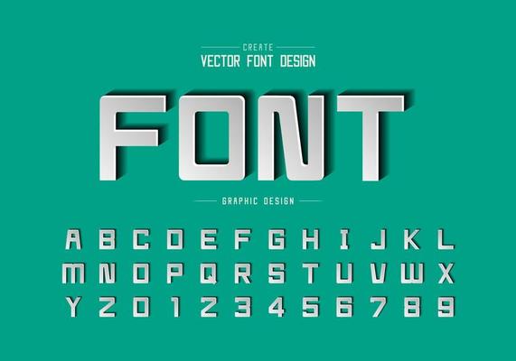 Font paper cut and alphabet vector, Script square typeface letter and number design