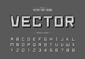 Reflective font and alphabet vector, Gradient style square typeface letter and number design vector