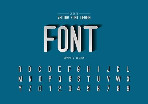 Font paper cut and alphabet vector, Letter style typeface and number design