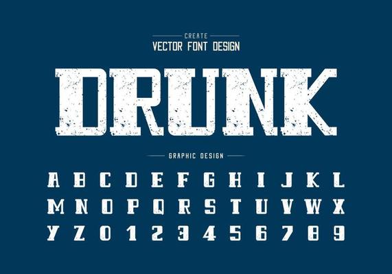 Texture bold font and alphabet vector, Rough script and number design, Graphic text on background