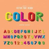 3D Font color and alphabet vector, Writing Typeface letter design, Script Graphic text on background vector