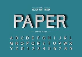 Paper cut font and alphabet vector, Design typeface and number, Graphic text on background vector