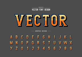 Gradient font and reflective alphabet vector, Writing style typeface letter and number design vector