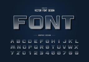 Halftone hexagon font and bold alphabet vector, Digital design typeface letter and number vector