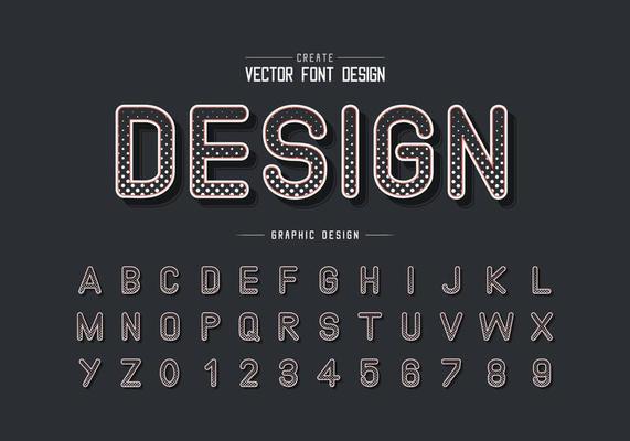 Halftone circle font and alphabet vector, Digital typeface letter and number design
