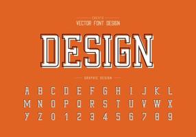 Line font and alphabet vector with shadow, Typeface and number design, Graphic text on background