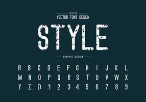 fuente vintage y vector alfabético, tipo de letra de estilo de textura y diseño de números