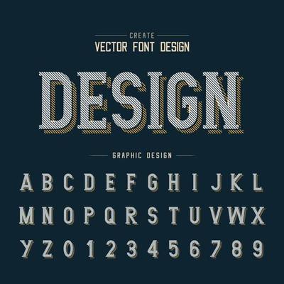 Line Font shadow and graphic alphabet vector, Writing style typeface letter text and number design