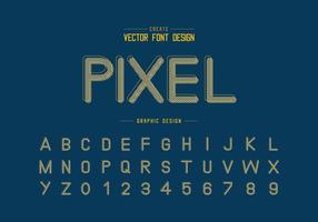 Pixel Font and alphabet vector, Typeface letter and number design, Graphic text on background vector