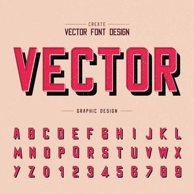 Font and alphabet vector, Red letter design and graphic text on grunge background