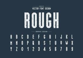 Texture font and alphabet vector, Rough tall typeface letter and number design vector