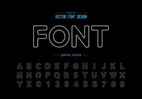 Line font and round alphabet vector, Design typeface and number, Graphic text on background vector