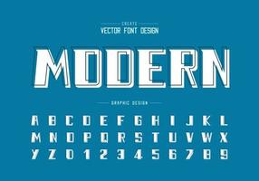 Line font with white shadow bold Font and alphabet vector, Modern Typeface and number design vector