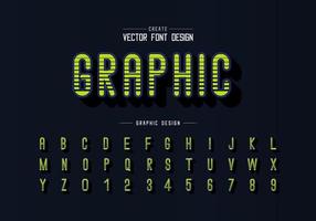 Line font and alphabet vector, Digital letter style typeface and number design, Graphic text on background vector