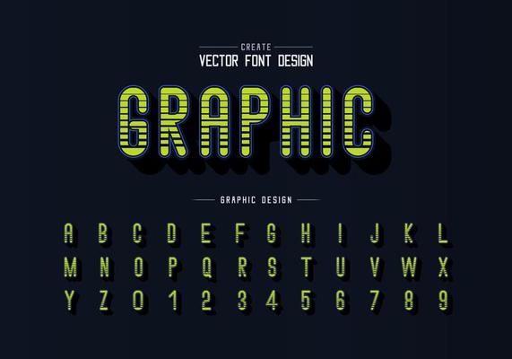 Line font and alphabet vector, Digital letter style typeface and number design, Graphic text on background