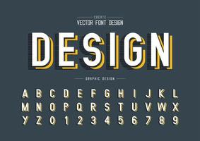 Font and alphabet vector, Line Style typeface letter and number design, graphic text on background vector