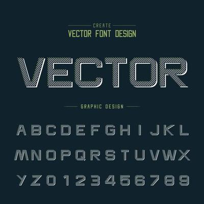 Font and alphabet vector, Line design typeface letter and number, Graphic text on background