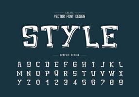 Line font with white shadow and cartoon alphabet vector, Typeface and number design vector