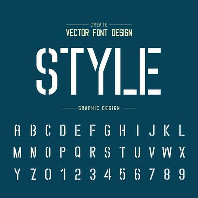 Font and alphabet vector, Letter typeface and number design, Graphic text on background