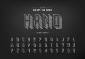 Pencil sketch shadow font and alphabet vector, Chalk modern Typeface and letter number design vector
