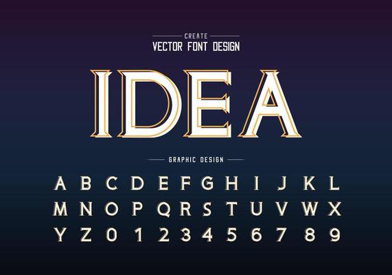 Line font with white shadow and alphabet vector, Idea typeface letter and number