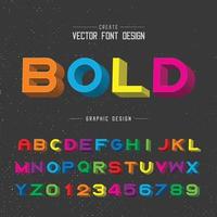 3D Font color and alphabet vector, Writing Bold typeface letter, Script Graphic text on background vector