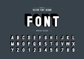 Shadow font and alphabet vector, Style typeface letter and number design vector