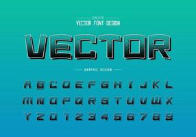 Halftone square font and cartoon alphabet vector, Digital square typeface letter and number design vector