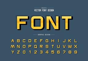 fuente reflectante y vector alfabético, letra y número de tipografía de diseño de estilo degradado