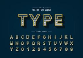 Line font and alphabet vector, Digital design typeface and number, Graphic text on background vector