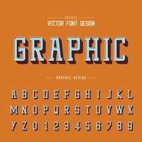 3D font and alphabet vector, Shadow typeface and number design, Graphic text on background vector