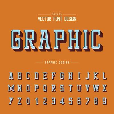 3D font and alphabet vector, Shadow typeface and number design, Graphic text on background