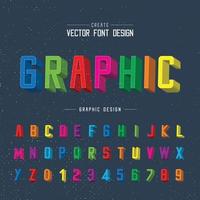 3D Font color and alphabet vector, Writing Typeface and letter design, Script Graphic text on background vector