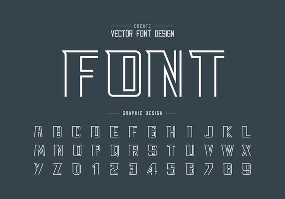 Line bold font and alphabet vector, Modern Typeface and letter number design