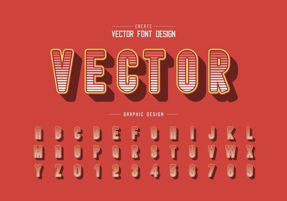 Line font and round alphabet vector, Digital letter typeface and number design