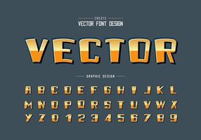 Gradient cartoon font and reflective alphabet vector, Bold typeface and number design vector