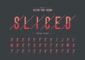 Sliced font and alphabet vector, Letter style typeface and number design, Graphic text on background vector