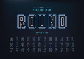 Round font and alphabet vector, Typeface and letter number design, Graphic text on background vector