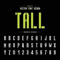 Tech Font and alphabet vector, Technology Tall typeface letter and number design on background vector