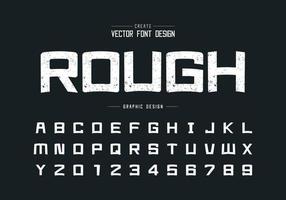 Texture font and cartoon alphabet vector, Rough square typeface letter and number design vector