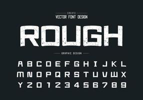 Texture font and cartoon alphabet vector, Rough square typeface letter and number design vector