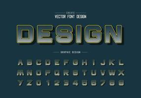 Halftone square font and round alphabet vector, Digital design typeface letter and number vector