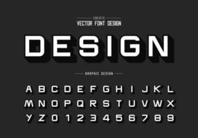 Shadow font and alphabet vector, Design typeface letter and number, Graphic text on background vector