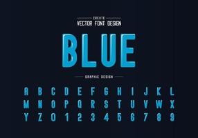 Round font and alphabet vector, Blue letter typeface and number design, Graphic text on background vector