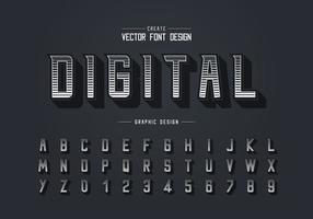 Line font and alphabet vector, Digital modern typeface and letter number design vector